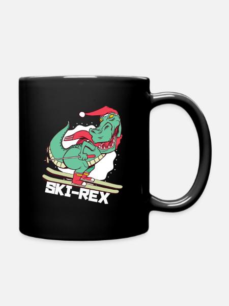 Ski-Rex Dinosaure Skieur Noël - Mug uni - noir
