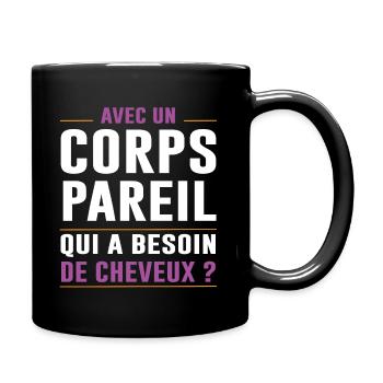 Chauve Sportif Corps Humour - Mug uni - noir - Droite