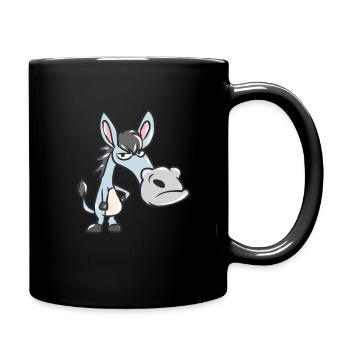 Süße Esel Kinder Comic Esel Maultier Zugtier Muli - Tasse einfarbig - Schwarz - Rechts