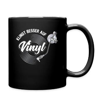 Klingt Besser auf Vinyl Audiophil DJ Geschenk - Tasse einfarbig - Schwarz - Rechts