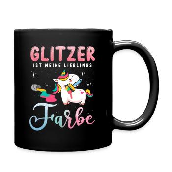 Einhorn Glitzer ist meine Lieblingsfarbe - Tasse einfarbig - Schwarz - Rechts