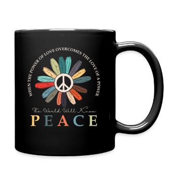Hippie Flower Power Peace & Power - Full Colour Mug - black - Right
