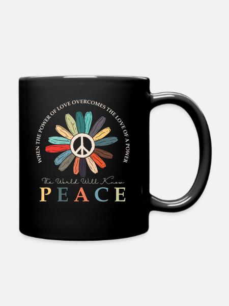 Hippie Flower Power Peace & Power - Tasse einfarbig - Schwarz