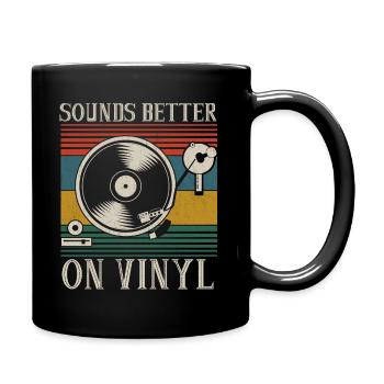 Sounds Better On Vinyl DJ Audiophile Geschenk - Tasse einfarbig - Schwarz - Rechts