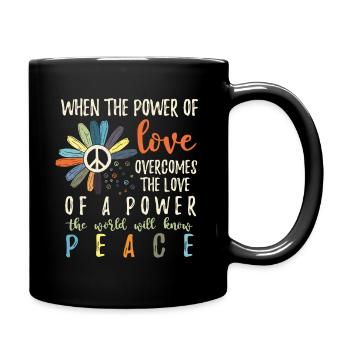 Hippie Flower Power Peace & Power - Full Colour Mug - black - Right