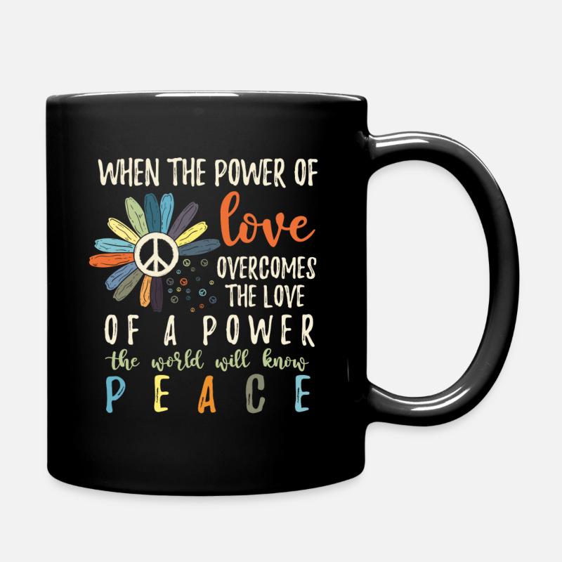Hippie Flower Power Peace & Power - Tasse einfarbig - Schwarz