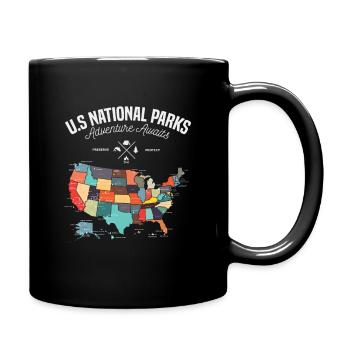 US national parks map hiking camping trip - Full Colour Mug - black - Right