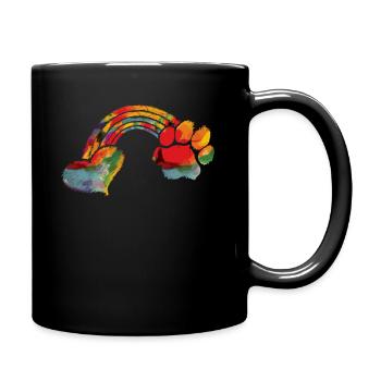 Arc-en-ciel coloré empreinte chien pattes chien - Mug uni - noir - Droite