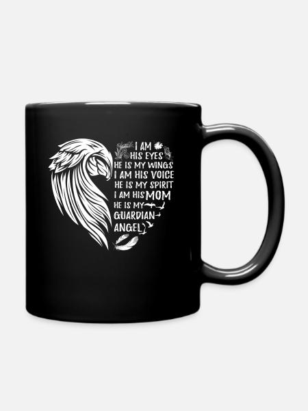 Mein Sohn ist mein Schutzengel ,Muttertagsgeschenk - Tasse einfarbig - Schwarz