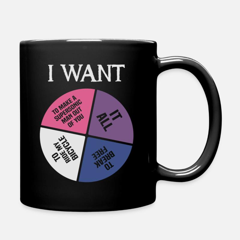 80s music retro lyric - I Want It All - Full Colour Mug - black