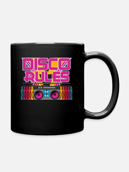 Vintage records disco vinyl disco - Full Colour Mug - black