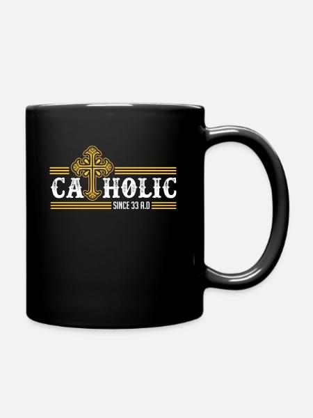 Katholisch seit 33 n. Chr. Kruzifix Jesus Eucharis - Tasse einfarbig - Schwarz