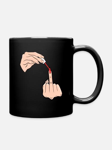 Funny middle finger stinky finger t-shirt - Full Colour Mug - black