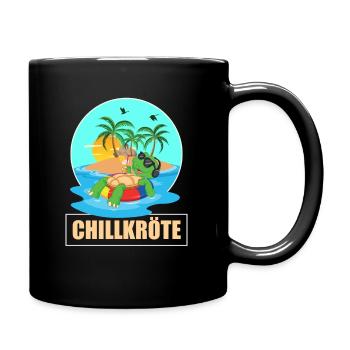 Chillkröte - Schildkröte vor Insel im Meer - Tasse einfarbig - Schwarz - Rechts
