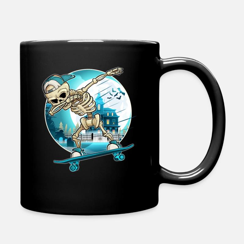 Dabbing Skeleton with skateboard - Skater Skelett - Tasse einfarbig - Schwarz