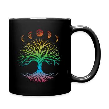 Moon Phases, Spiritual Yoga Gift Tree of Life - Full Colour Mug - black - Right