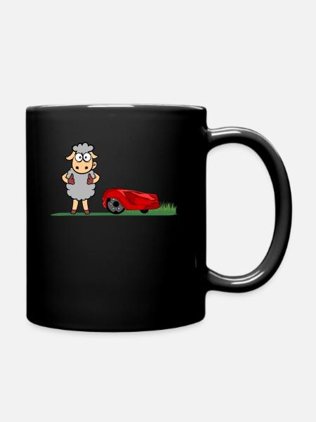 Drôle mouton tondeuse à gazon tondeuse - Mug uni - noir