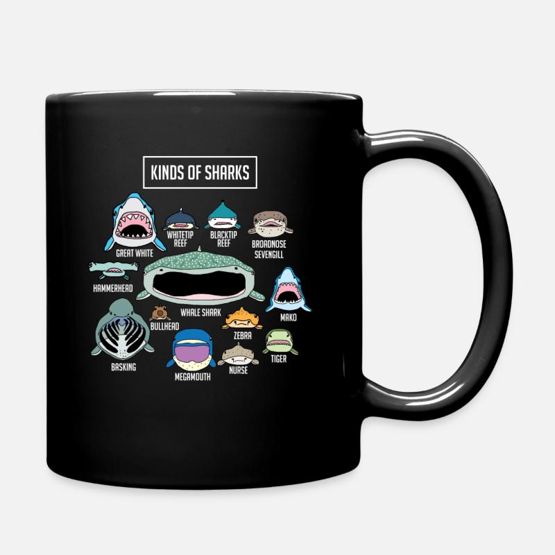 Haie Haiarten Kinder Geschenk, Weisser hai - Tasse einfarbig - Schwarz