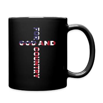 For God and Country, Patriotic US Flag - Full Colour Mug - black - Right