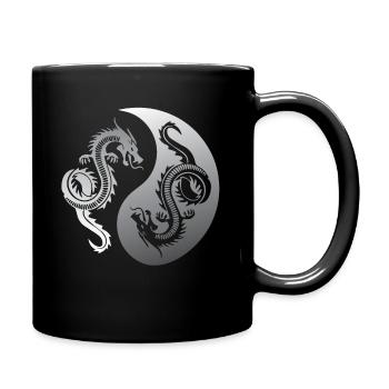 Ying Yang, Drachen, Yoga Lebenseinstellung - Tasse einfarbig - Schwarz - Rechts