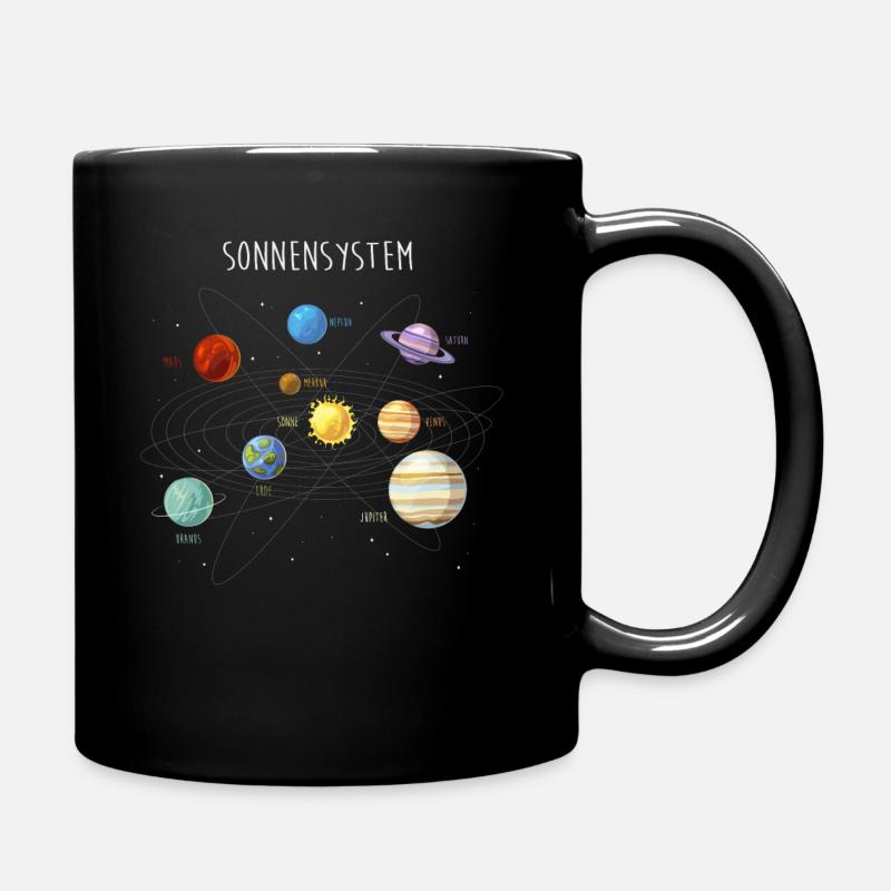 Sonnensystem mit allen Planeten, Umlaufbahnen - Tasse einfarbig - Schwarz