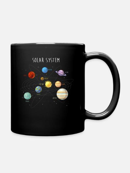 Solar system with all planets, orbits - Full Colour Mug - black