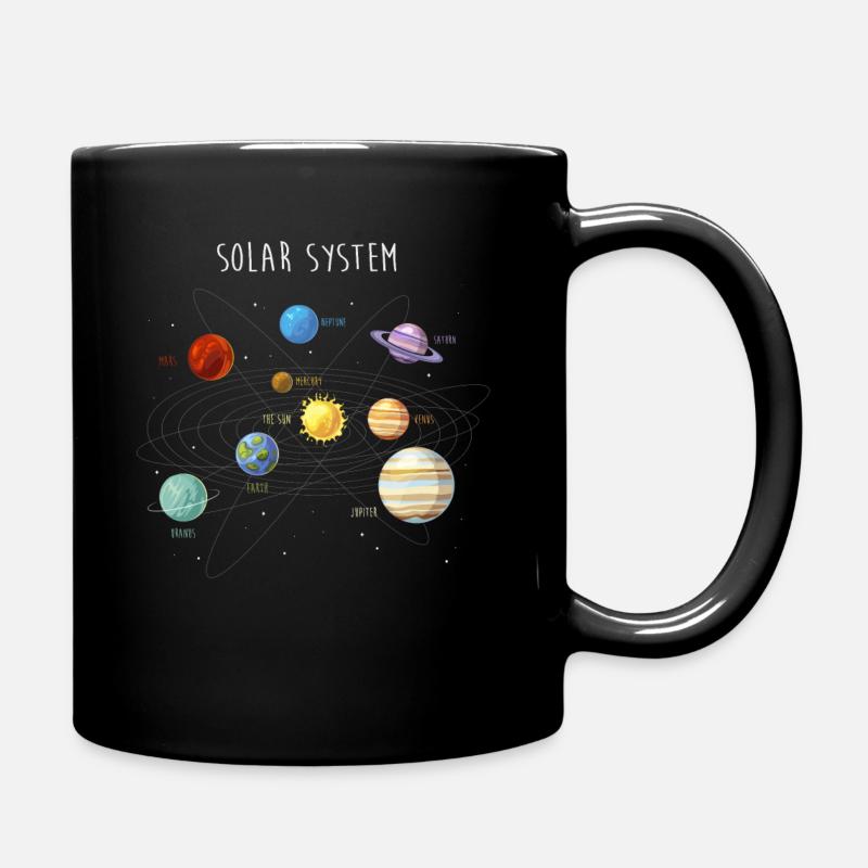 Sonnensystem mit allen Planeten, Umlaufbahnen - Tasse einfarbig - Schwarz