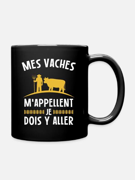 Vaches Paysan Fermier Ferme Vache Humour Cadeau - Mug uni - noir