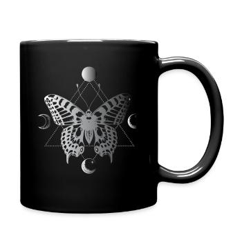 Moon phases, moths, black magic - Full Colour Mug - black - Right
