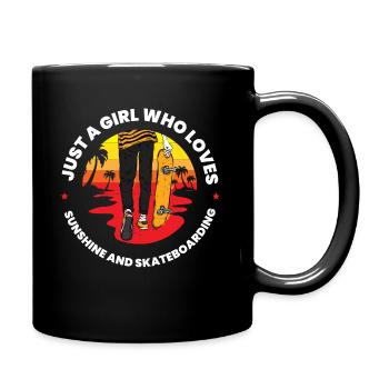 Skateboard Girl Who Loves Sunshine, Skateboarding - Tasse einfarbig - Schwarz - Rechts