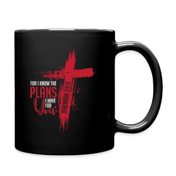 Jeremiah 29:11 Christian religious Bible verse - Full Colour Mug - black - Right
