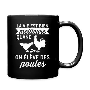 Life is better with my chickens - humor - Full Colour Mug - black - Right
