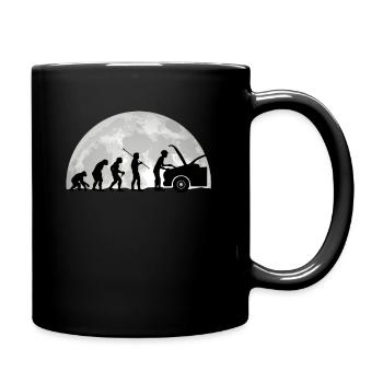 KFZ Mechaniker Evolution Im Mondlicht Geschenk - Tasse einfarbig - Schwarz - Rechts