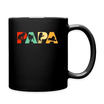 Retro Lion Dad Shirt, Funny Papa Lion Father Gift - Full Colour Mug - black - Right