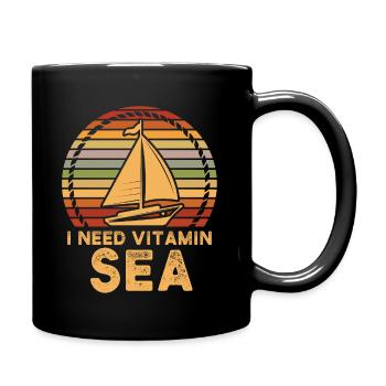 Boot, Schiff, Segeln Spruch I need vitamine sea - Tasse einfarbig - Schwarz - Rechts