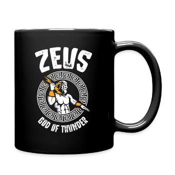 Zeus Gott of Thunder, Griechische Mythologie - Tasse einfarbig - Schwarz - Rechts
