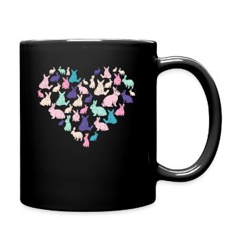 Lapins, lapins, animaux domestiques, lapins comme coeurs, lapins - Mug uni - noir - Droite