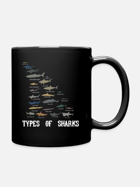 Types de requins, requins pèlerins grand requin blanc - Mug uni - noir