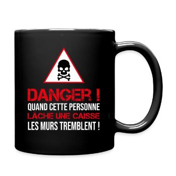 cadeau humour attention gros péteurs - Mug uni - noir - Droite