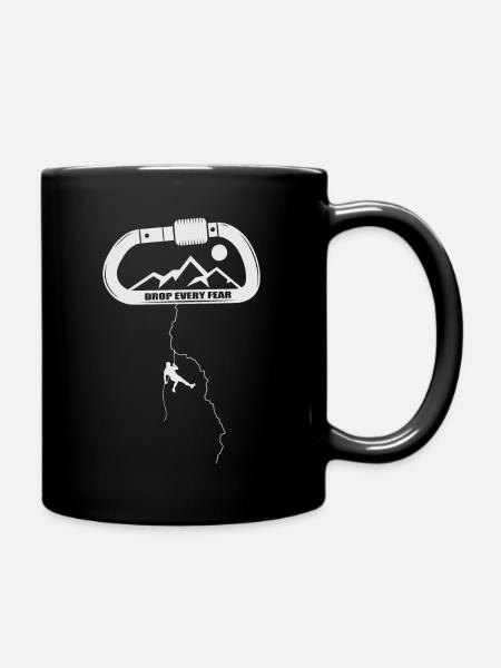 Alpinismo, arrampicata su roccia, arrampicata su roccia con moschettoni - Tazza monocolore - nero