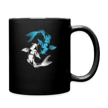 Karpfenangler und Koikarpfen Yin Yang Geschenk - Tasse einfarbig - Schwarz - Rechts