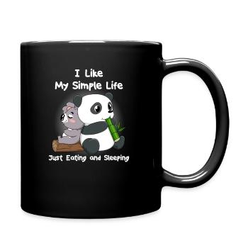 Koala Panda Essen Schlafen Relax Chillen Geschenk - Tasse einfarbig - Schwarz - Rechts
