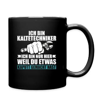 Kältetechniker Geschenk Klimatechniker - Tasse einfarbig - Schwarz - Rechts