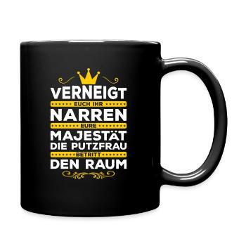 Putzfrau Reinigungskraft Putzhilfe Geschenk Lustig - Tasse einfarbig - Schwarz - Rechts