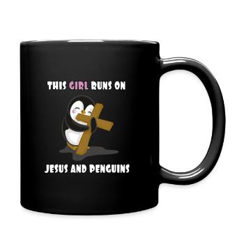 Jésus et pingouins - Mug uni - noir - Droite