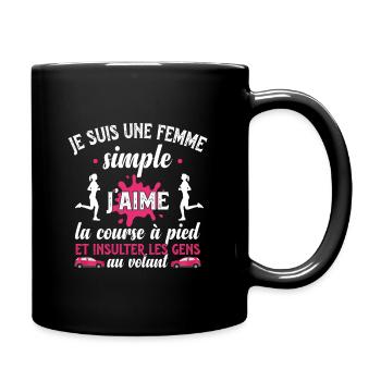 Femme simple course à pied - humour cadeau - Mug uni - noir - Droite