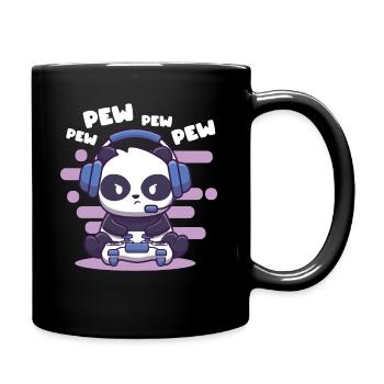 Gaming Panda Shirt Video Gamer Pew Pew - Full Colour Mug - black - Right