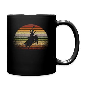 Bull Riding ,Cowboy, Western Horse Riding - Full Colour Mug - black - Right