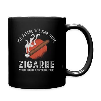 Ich altere wie eine gute Zigarre, Zigarren - Tasse einfarbig - Schwarz - Rechts