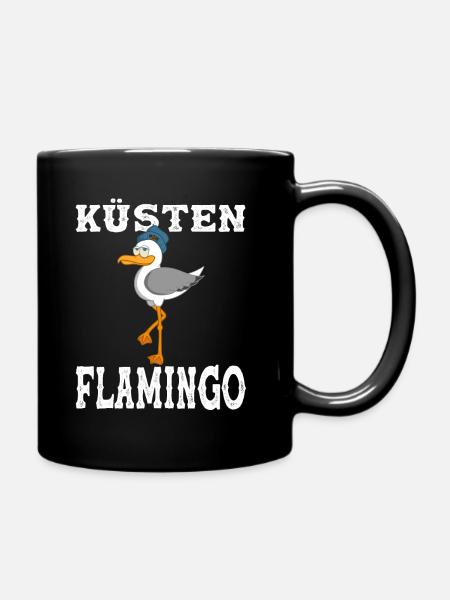 Möwe Flamingo Küste Vogel Meer Strand Wasser - Tasse einfarbig - Schwarz